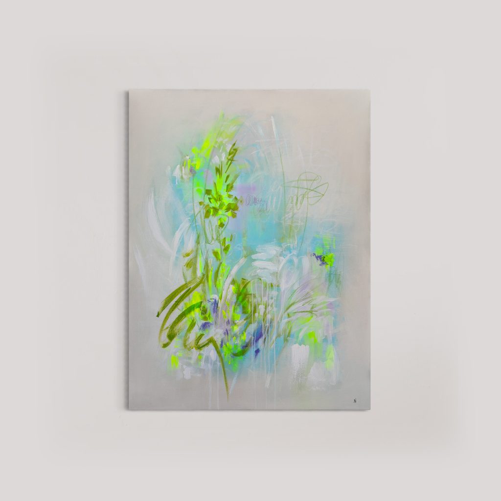 "Secret Garden", Acryl auf Leinwand, Mischtechnik, 90 x 120 cm, 2024