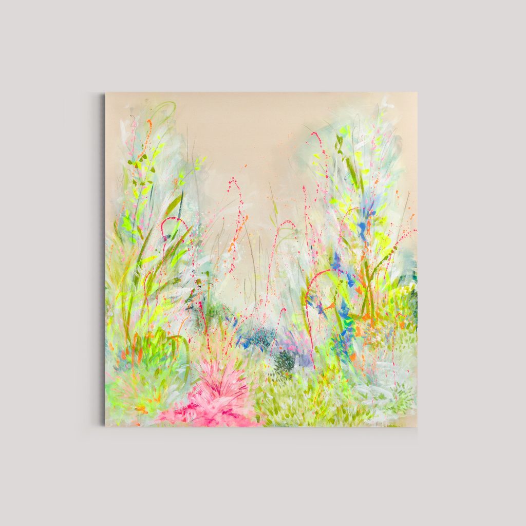 Secret Garden 2, Acryl auf Leinwand, Materialmix, 140 x 150 cm, 2024